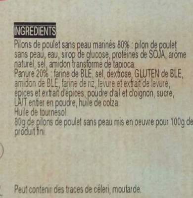 Pilon de Poulet Croustillant - Ingrédients