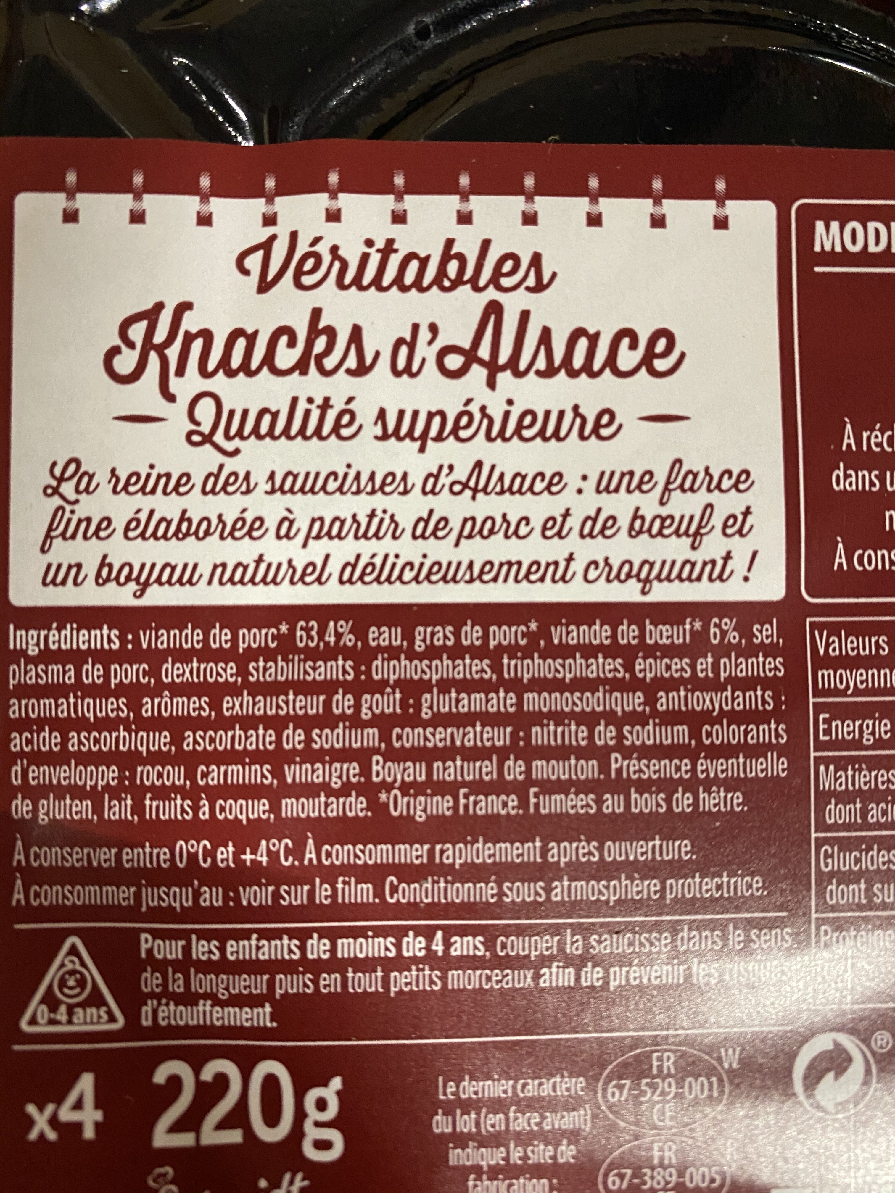 Knacks d'Alsace - Ingrédients - fr