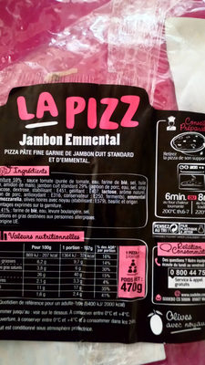 LA PIZZ Jambon Emmental - Informations nutritionnelles - fr