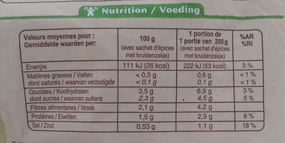 Poêlée 6 légumes - Informations nutritionnelles - fr