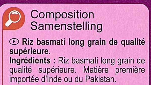 Basmati - Ingrédients - fr