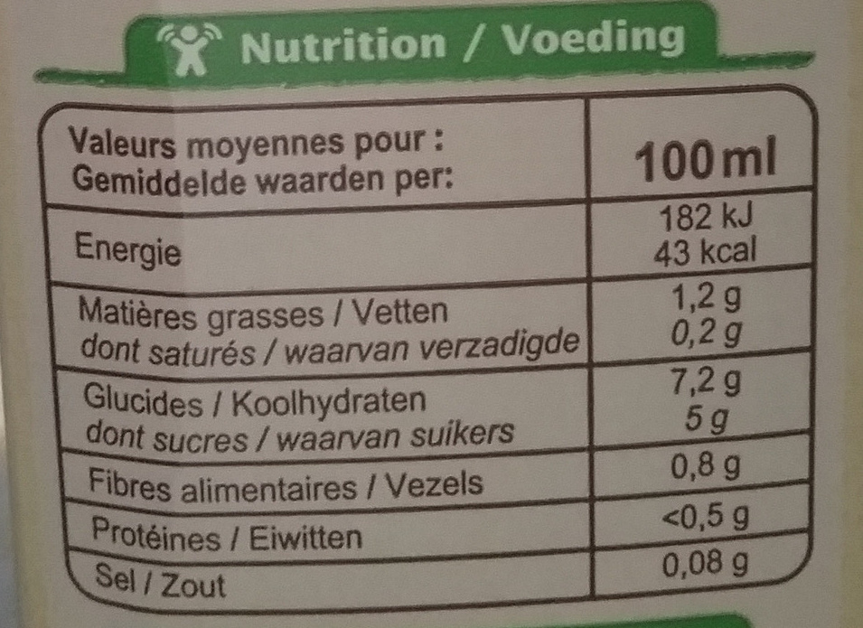 Boisson avoine - Tableau nutritionnel - fr