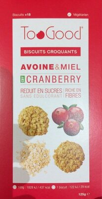 Biscuits avoine & miel cranberry - Produit - fr