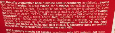 Biscuits avoine & miel cranberry - Ingrédients - fr