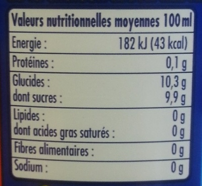 Orangina rouge - Tableau nutritionnel - fr