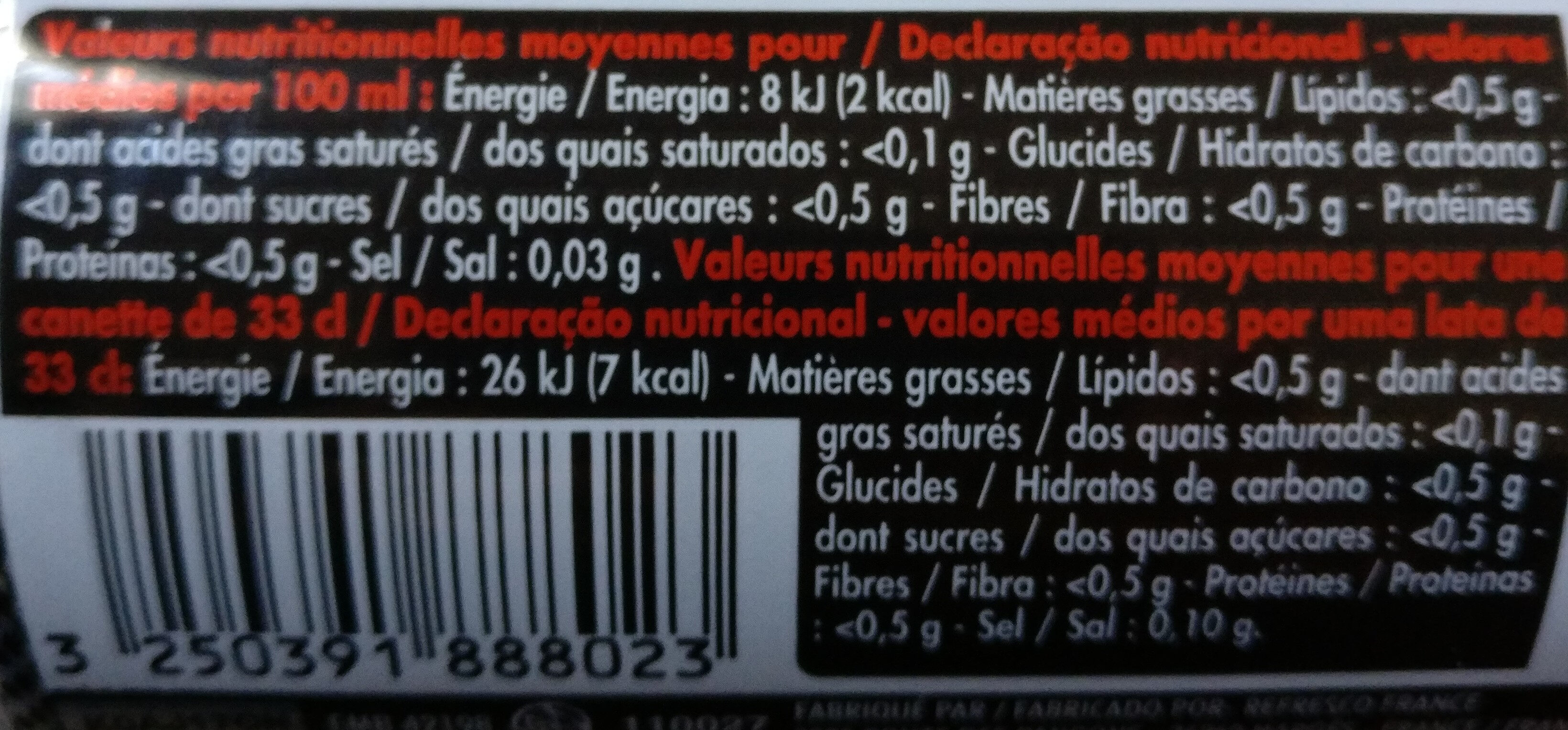 Look Cola Zéro - Informations nutritionnelles - fr