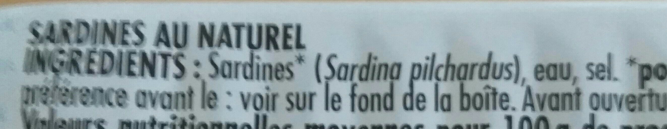 Sardines au naturel - Ingrédients - fr