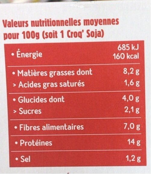 Croq' soja à la provencale - Informations nutritionnelles - fr