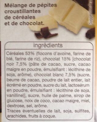 Crousty 2 chocolats - chocolat noir et chocolat blanc - Ingrédients - fr