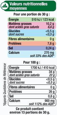 Comté AOP au lait cru 34%mg - Informations nutritionnelles - fr