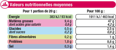 Tarama Aux Oeufs De Cabillaud - Informations nutritionnelles - fr