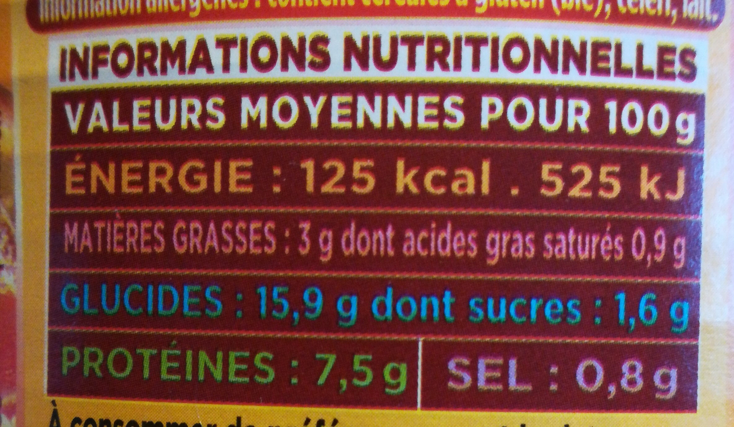 Couscous Royal Poulet & Boeuf - Tableau nutritionnel - fr