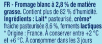 Fromage blanc nature 2,8% MG - Ingrédients - fr