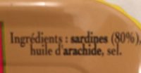 Connétable Sardines à l'ancienne à l'huile d'arachide 104 g net égoutté - Ingrédients - fr