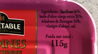 Sardines à l'ancienne à l'huile d'olive vierge extra - Ingrédients - fr