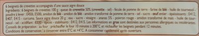 Beignets de Crevettes et Sauce Aigre Douce - Ingrédients - fr