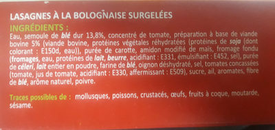 Lasagnes à la Bolognaise - Ingrédients - fr