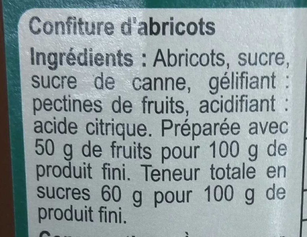 Confiture abricot - Ingrédients - fr