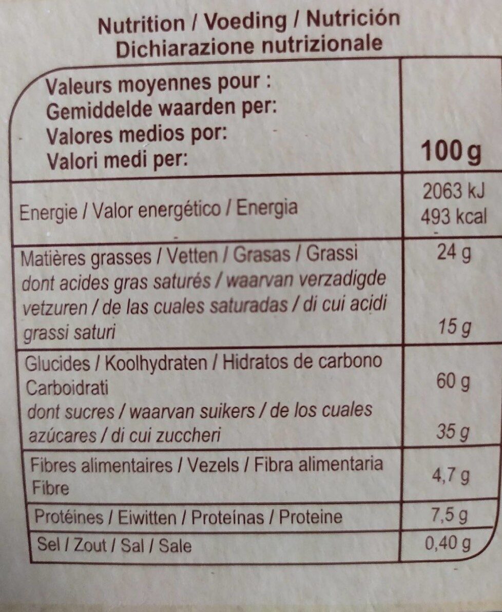 Petit beurre Tablette chocolat noir - Informations nutritionnelles - fr