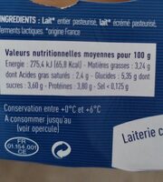 Yaourt Nature Etrez - Informations nutritionnelles - fr