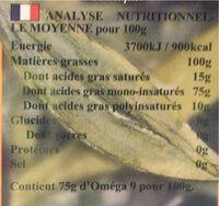 Huille d'olive vierge extra - Informations nutritionnelles - fr