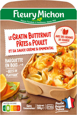 Le Gratin Butternut Pâtes & Poulet et sa sauce crème & emmental - Produit