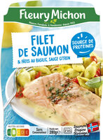 Filet de saumon & pâtes au basilic, sauce citron - Produit - fr