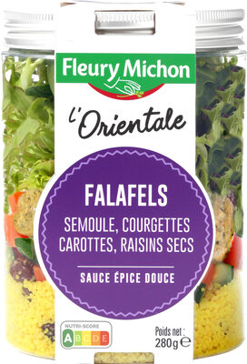 SALAD JAR - L'Orientale - Falafels, semoule, courgettes, carottes, raisins secs, sauce épice douce - Produit - fr