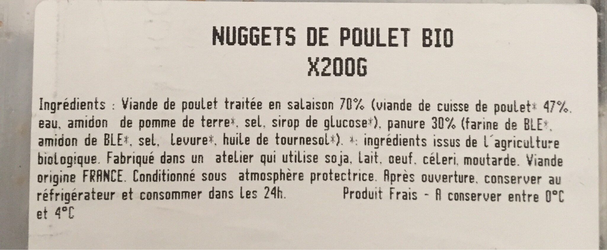 Nuggets de poulet bio - Ingrédients - fr