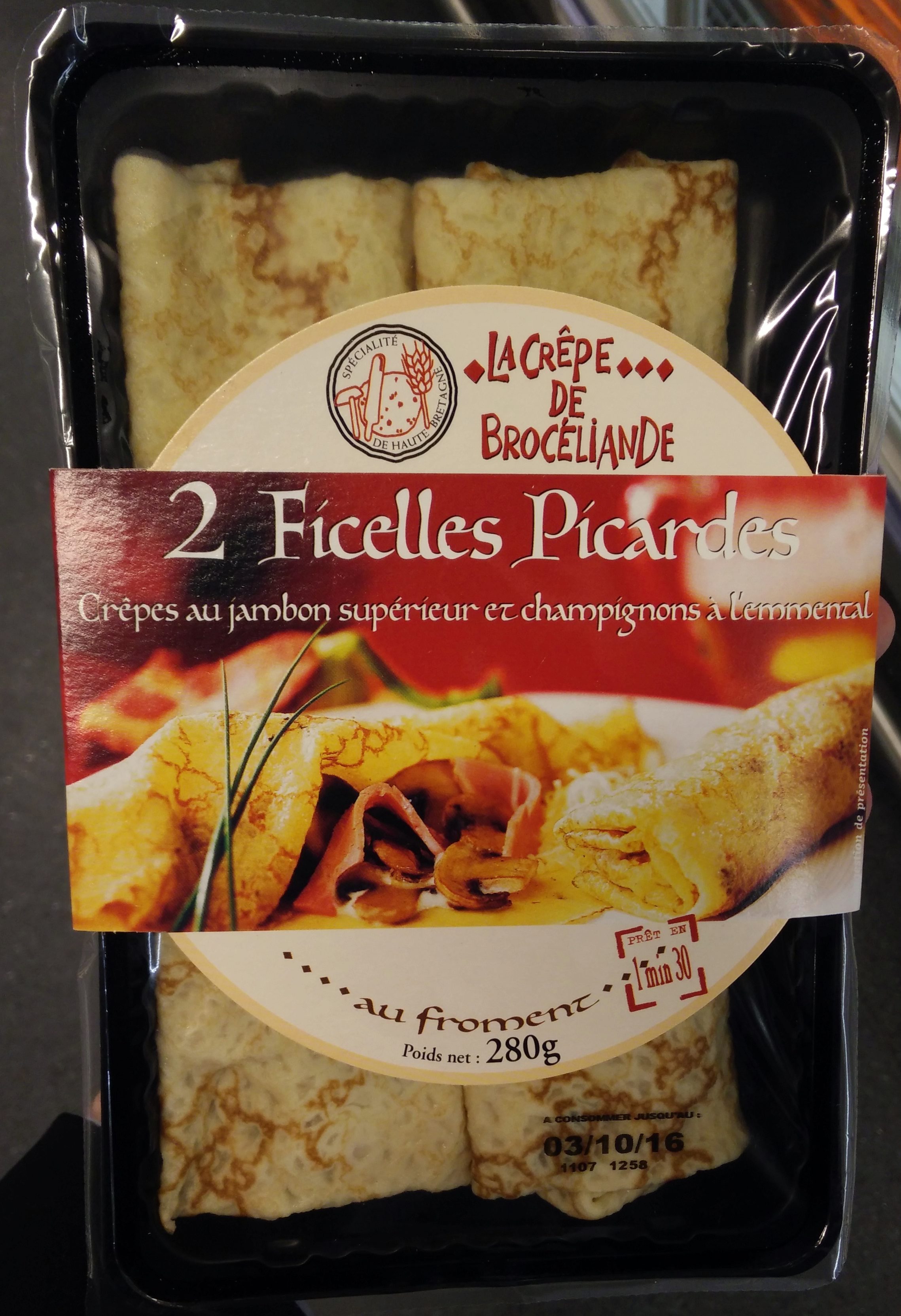 2 Ficelles Picardes - Crêpes au jambon supérieur et champignons à l'emmental - Produit - fr