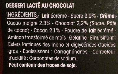 Dessert lacté au chocolat - Ingrédients - fr