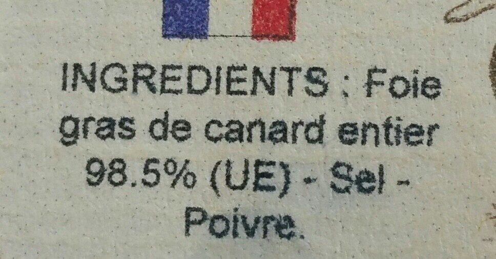 Foie gras de canard entier - Ingrédients - fr