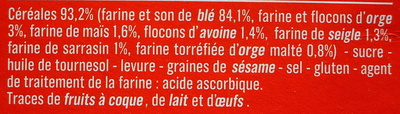 Biscottes aux 6 céréales - Ingrédients - fr
