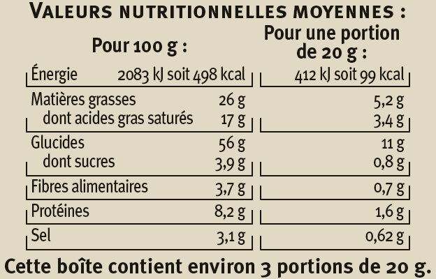 Triangles au romarin et au sel de Camargue - Informations nutritionnelles - fr