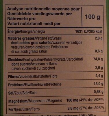 Tartines craquantes au sarrasin - Informations nutritionnelles - fr