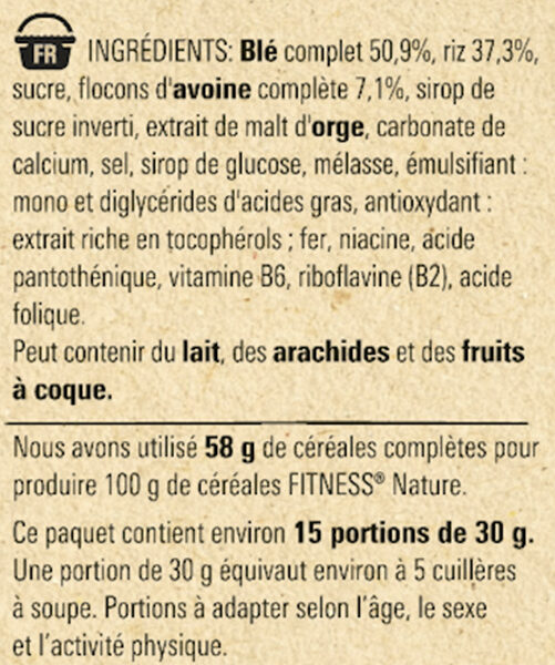 FITNESS Nature Céréales - Ingrédients - fr