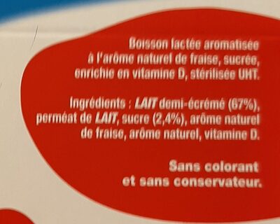 Lactel Max au lait saveur fraise - Ingrédients - fr