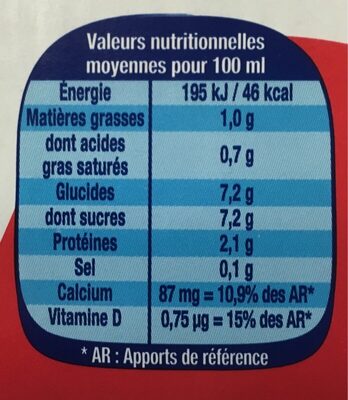 Lactel Max au lait saveur fraise - Informations nutritionnelles - fr