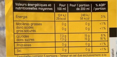 Boisson tonic - Tableau nutritionnel - fr