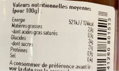 Chutney de figues aux epices - Informations nutritionnelles - fr