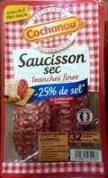 Saucisson sec tranches fines -25% de sel - Produit - fr