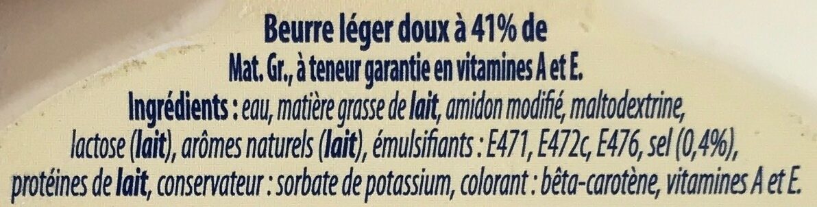 Le Beurre Léger 41% doux - Ingrédients - fr