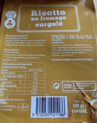 Risotto au fromage surgelé - Produit