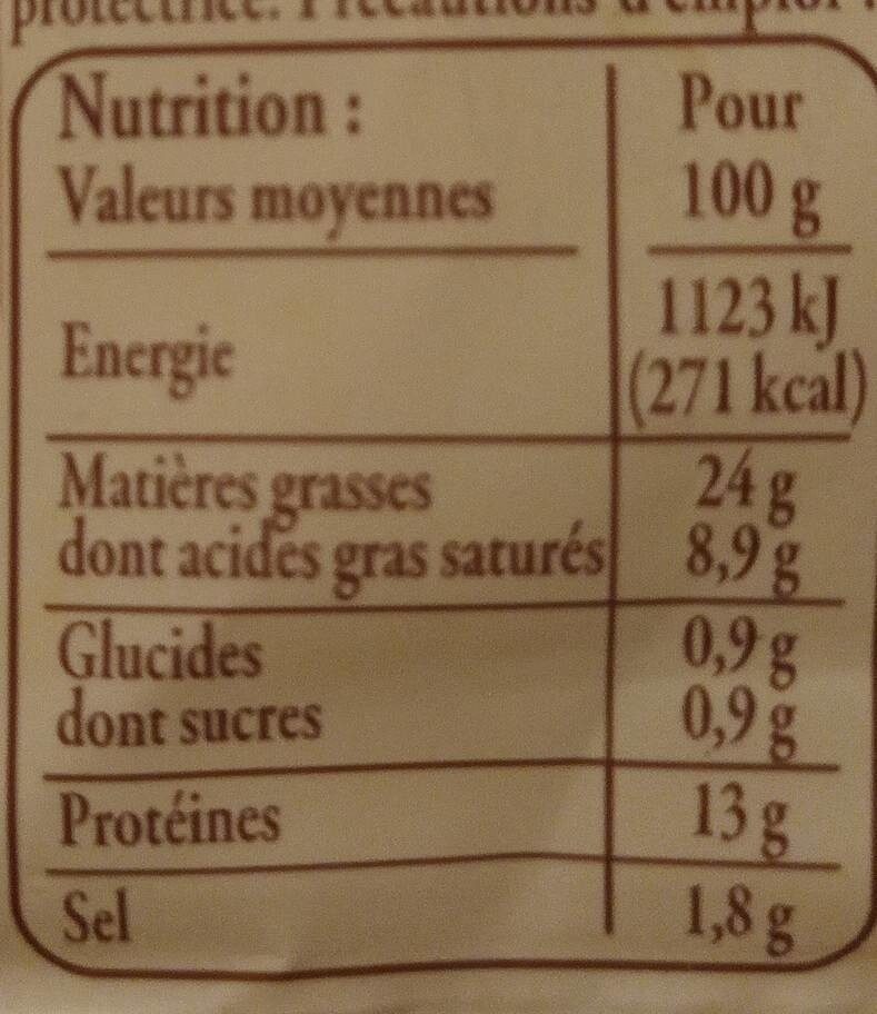 4 Véritables Knacks d'Alsace - Tableau nutritionnel - fr