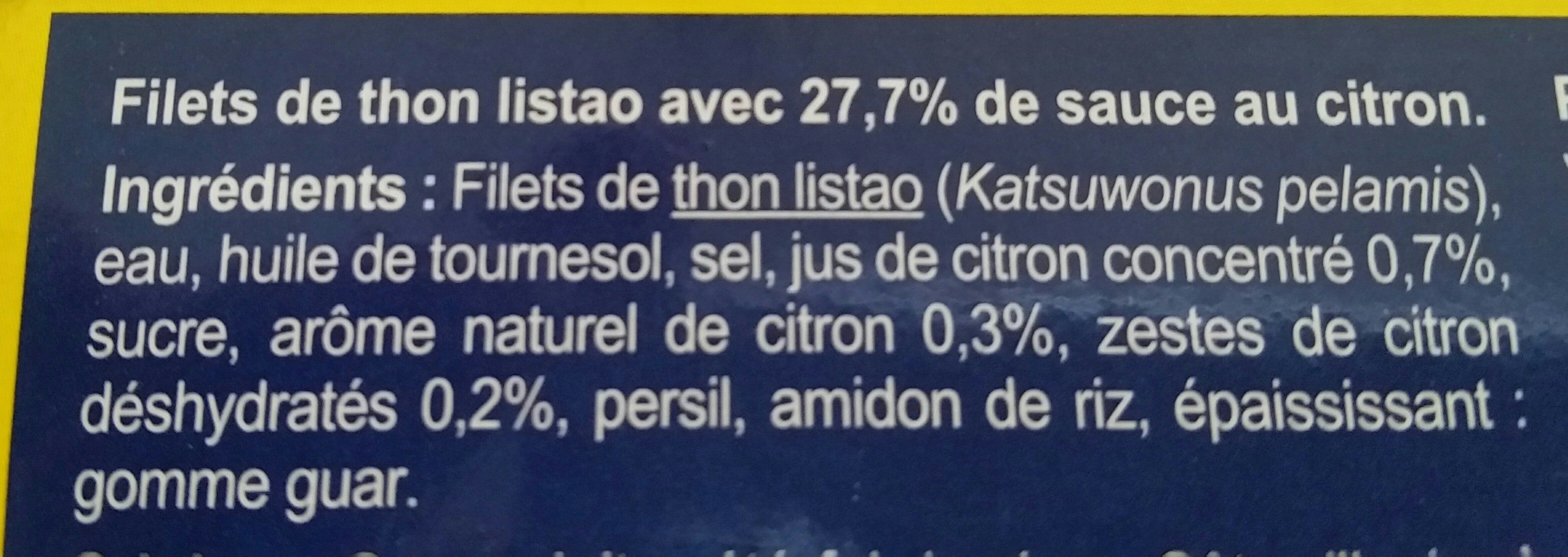 Filets de thon listeo au citron - Ingrédients - fr
