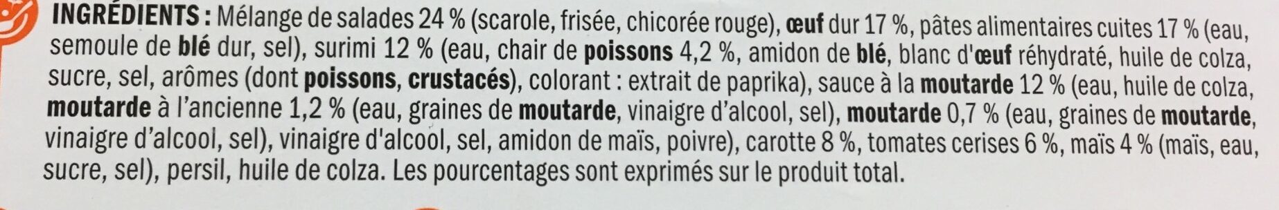 Salade Crudités Surimi - Ingrédients - fr