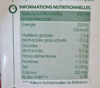 Boisson riz calcium - Tableau nutritionnel - fr
