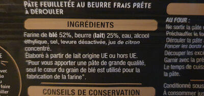 Pâte feuilletée au beurre frais - Ingrédients - fr