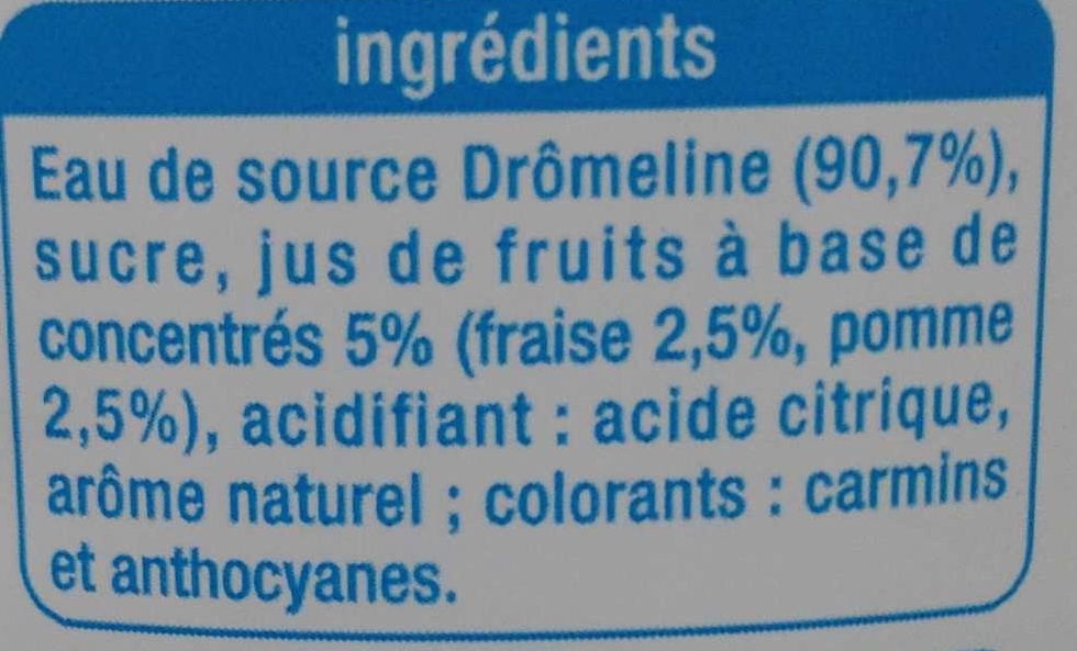 Eau de source aromatisée fraise - Ingrédients - fr