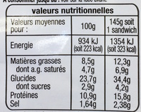 Jambon chèvre - Informations nutritionnelles - fr